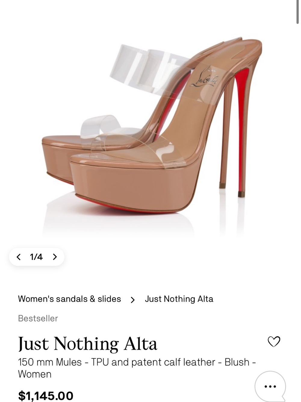 Christian Louboutin Just Nothing Alta Blush Patent